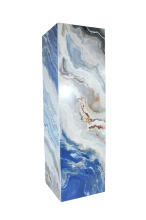 Elegant Blue Marble-Look Porcelain Pedestal Stand for Art Work 12" x 12" x 39"H