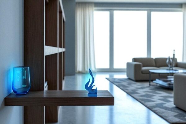 Blue Flame Abstract Resin Sculpture Home Decor 6" x 3" x 12"H - Image 2