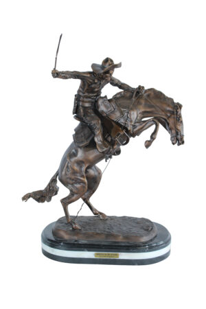 Bronco Buster Bronze Cowboy Sculpture Replica 18" x 14" x 23"H