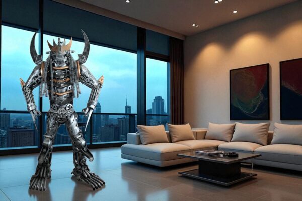 Predator Inspired Statue Made of Recycled Metal Parts 47" x 24" x 81"H - Image 13