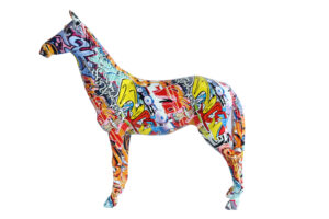 Colorful Graffiti Resin Horse Statue for Home Decor 16" x 4" x 14"H