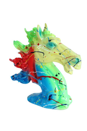 Colorful Graffiti Resin Horse Head Sculpture Modern Décor 11" x 4" x 13"H