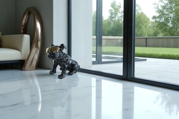 Black Resin Bulldog Statue with Gold Sunglasses 17" x 9" x 13"H - Image 6