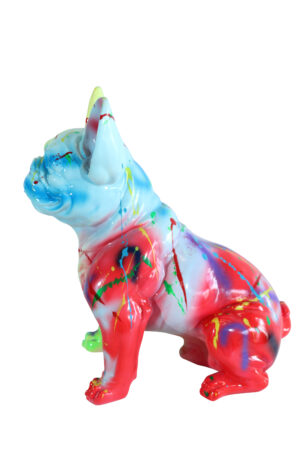 Colorful Resin French Bulldog Statue Modern Art Décor 15" x 8" x 16"H