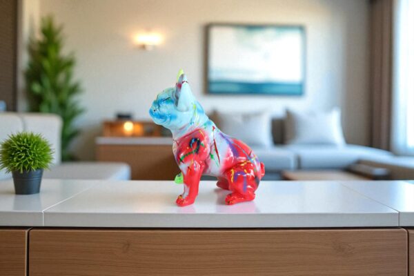 Colorful Resin French Bulldog Statue Modern Art Décor 15" x 8" x 16"H - Image 3