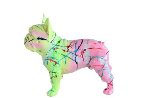 Colorful Splatter French Bulldog Resin Statue 11" x 5" x 10"H