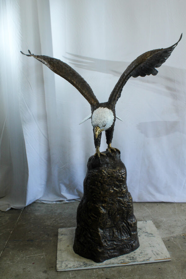 Bald Eagle Bronze Statue with White Head and His Wings Spread 51" x 36" x 58"H - Image 12