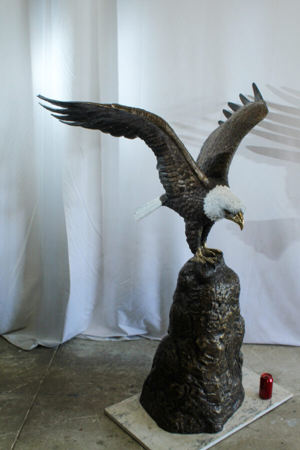 Bald Eagle Bronze Statue with White Head and His Wings Spread 51" x 36" x 58"H - Image 13