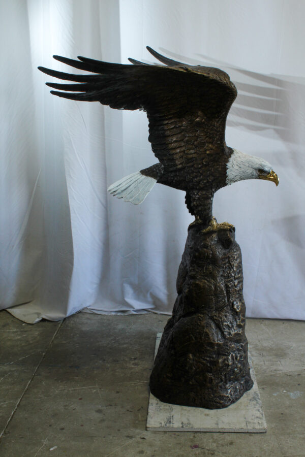 Bald Eagle Bronze Statue with White Head and His Wings Spread 51" x 36" x 58"H - Image 2