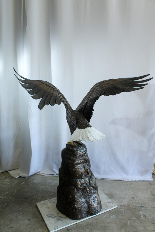 Bald Eagle Bronze Statue with White Head and His Wings Spread 51" x 36" x 58"H - Image 6