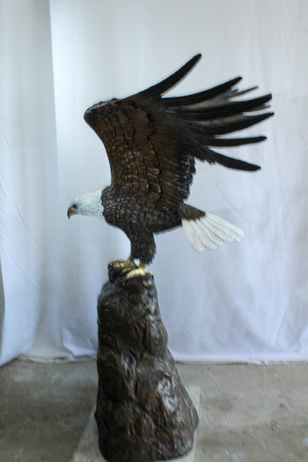 Bald Eagle Bronze Statue with White Head and His Wings Spread 51" x 36" x 58"H - Image 7