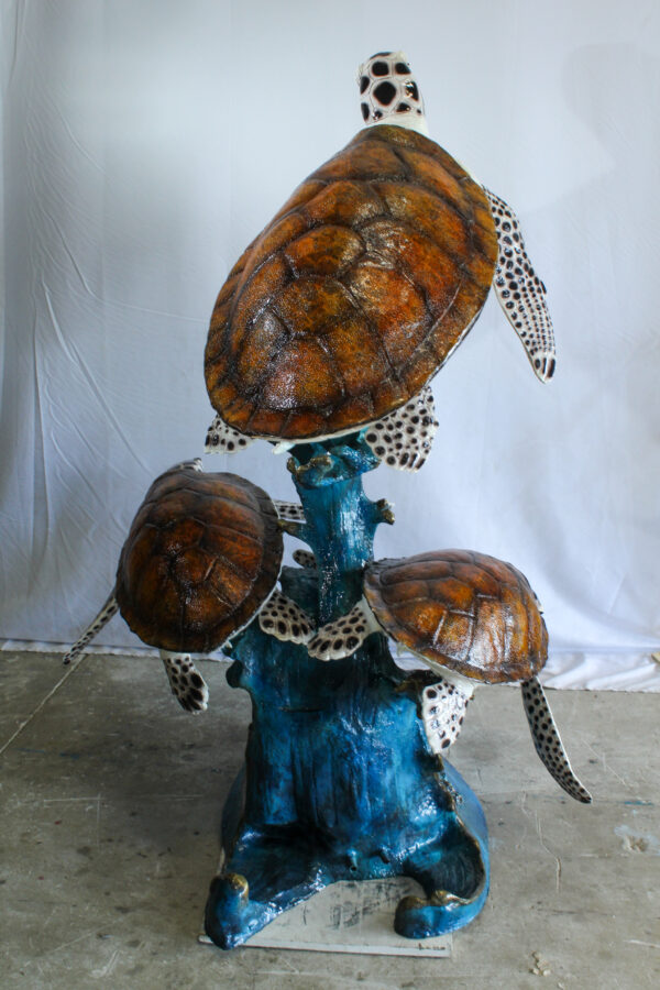 Giant Bronze Three Sea Turtles Fountain Statue Coral Base 50" x 40" x 68"H - Image 3