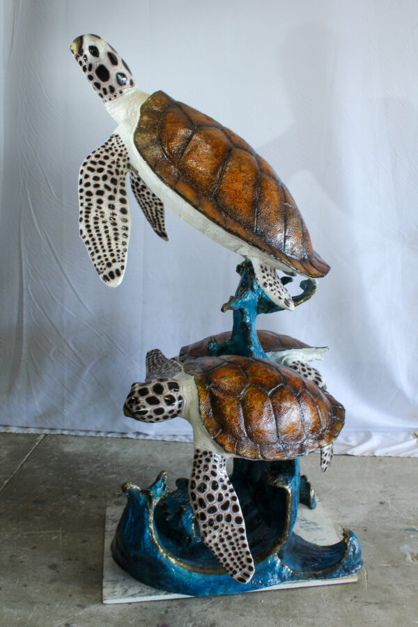 Giant Bronze Three Sea Turtles Fountain Statue Coral Base 50" x 40" x 68"H - Image 5