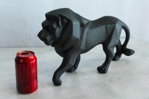 Black Resin Geometric Lion Sculpture in Modern Walking Pose   17" x 5" x 9"H - Image 4