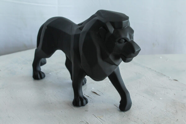 Black Resin Geometric Lion Sculpture in Modern Walking Pose   17" x 5" x 9"H - Image 7