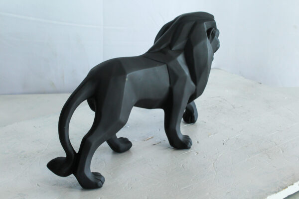 Black Resin Geometric Lion Sculpture in Modern Walking Pose   17" x 5" x 9"H - Image 9