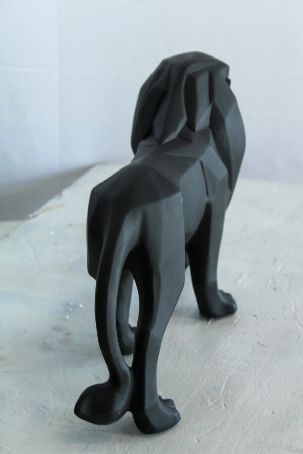 Black Resin Geometric Lion Sculpture in Modern Walking Pose   17" x 5" x 9"H - Image 10