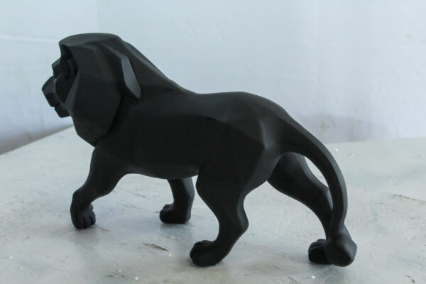 Black Resin Geometric Lion Sculpture in Modern Walking Pose   17" x 5" x 9"H - Image 12
