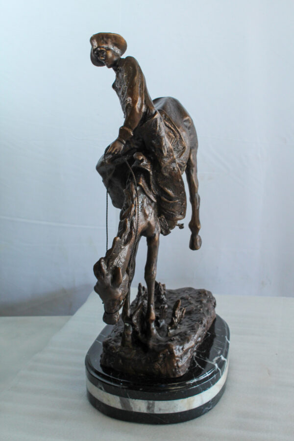 Outlaw Bronze Cowboy on Horse Statue, a Remington Replica 15" x 8" x 25"H - Image 6