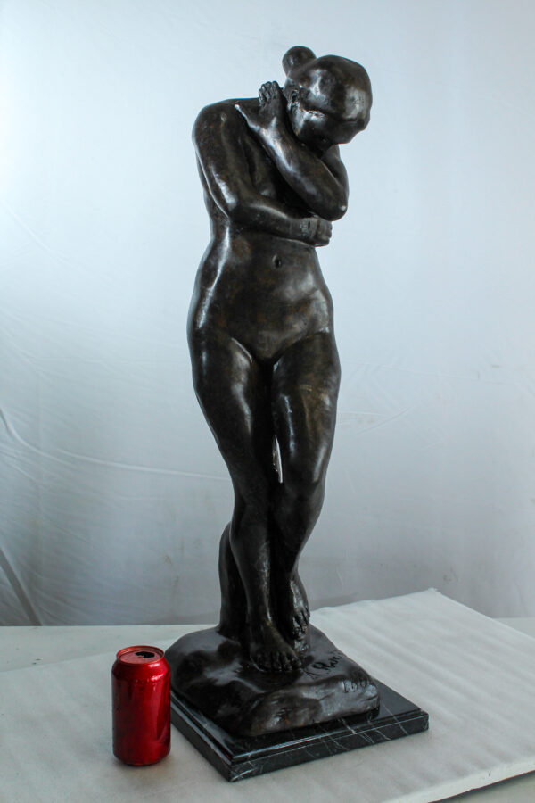 Bronze Art Nude Woman Statue Marble Base by Rodin Replica   12" x 11" x 32"H - Image 10