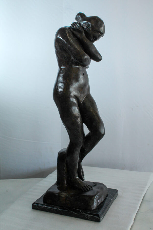 Bronze Art Nude Woman Statue Marble Base by Rodin Replica   12" x 11" x 32"H - Image 11