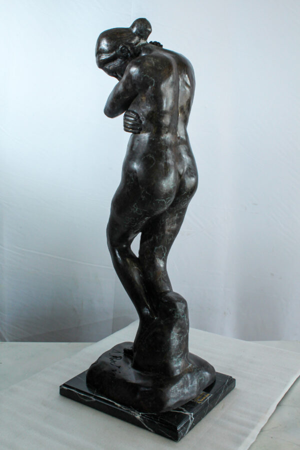 Bronze Art Nude Woman Statue Marble Base by Rodin Replica   12" x 11" x 32"H - Image 3