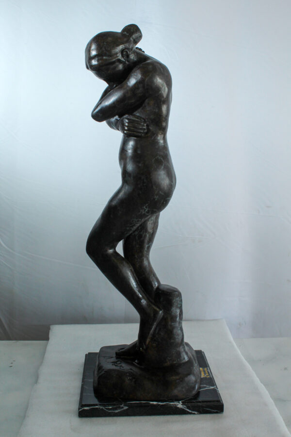 Bronze Art Nude Woman Statue Marble Base by Rodin Replica   12" x 11" x 32"H - Image 4