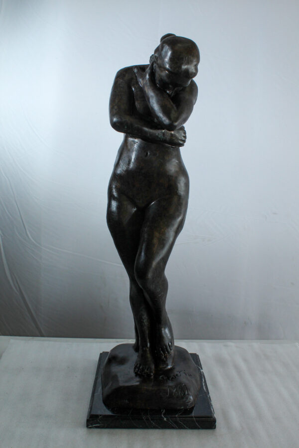 Bronze Art Nude Woman Statue Marble Base by Rodin Replica   12" x 11" x 32"H - Image 6