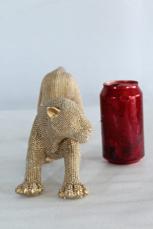 Elegant Gold Resin Panther Statue in Stretching Pose 15" x 4" x 6"H - Image 3