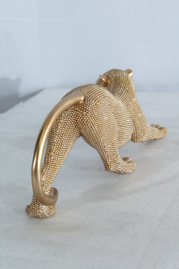 Elegant Gold Resin Panther Statue in Stretching Pose 15" x 4" x 6"H - Image 7