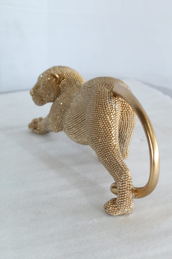 Elegant Gold Resin Panther Statue in Stretching Pose 15" x 4" x 6"H - Image 8