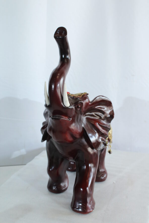 Resin Elephant Statue with Gold Saddle and Raised Trunk 19" x 10" x 22"H - Image 2