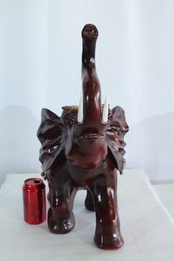 Resin Elephant Statue with Gold Saddle and Raised Trunk 19" x 10" x 22"H - Image 3