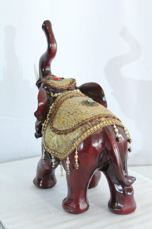 Resin Elephant Statue with Gold Saddle and Raised Trunk 19" x 10" x 22"H - Image 8