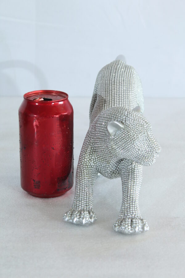 Silver Stretching Panther Resin Statue with Beaded Texture 15" x 4" x 6"H - Image 2