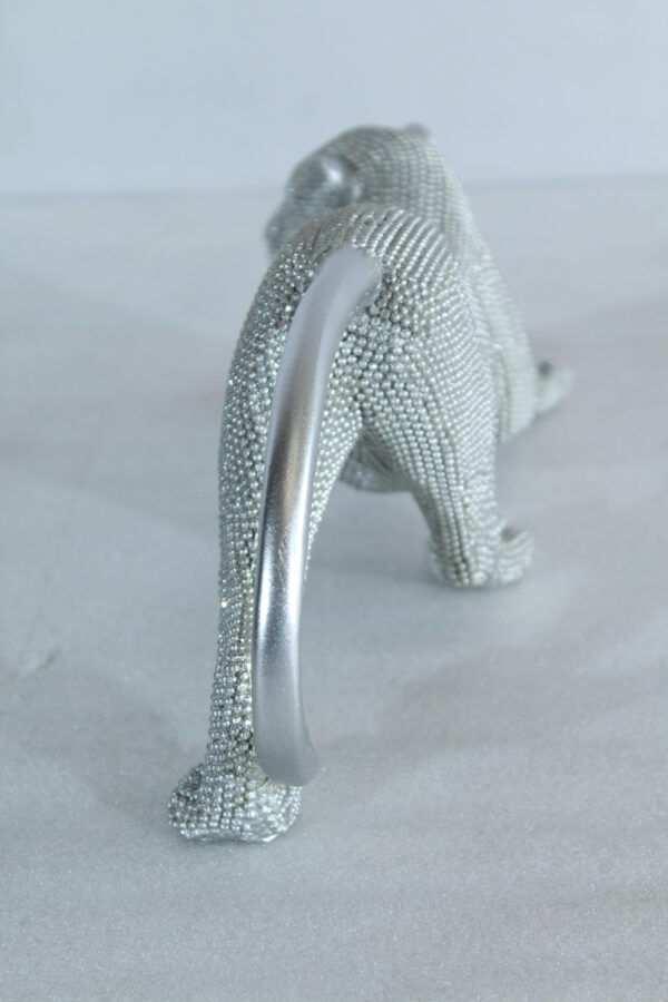 Silver Stretching Panther Resin Statue with Beaded Texture 15" x 4" x 6"H - Image 7