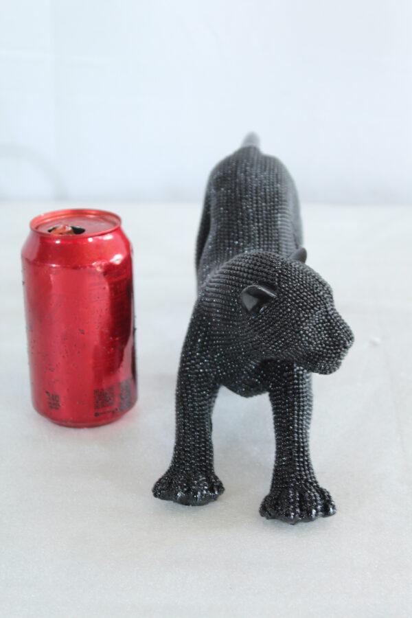Stretching Panther Black Resin Sculpture With Bead Texture 15" x 4" x 6"H - Image 2