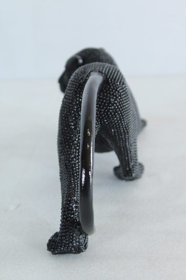 Stretching Panther Black Resin Sculpture With Bead Texture 15" x 4" x 6"H - Image 7
