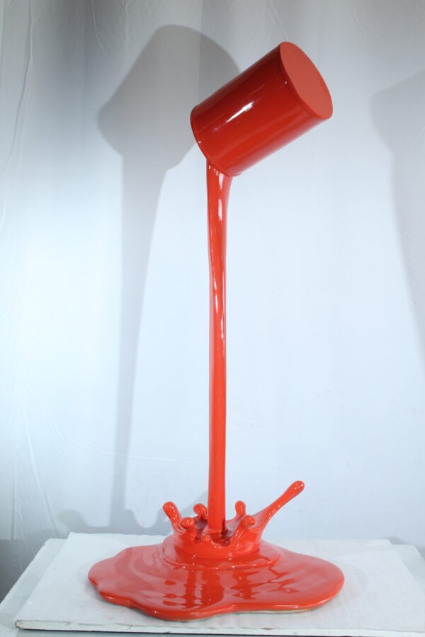 Orange Pouring Paint Can Resin Sculpture Modern Art Decor 25" x 21" x 48"H - Image 13