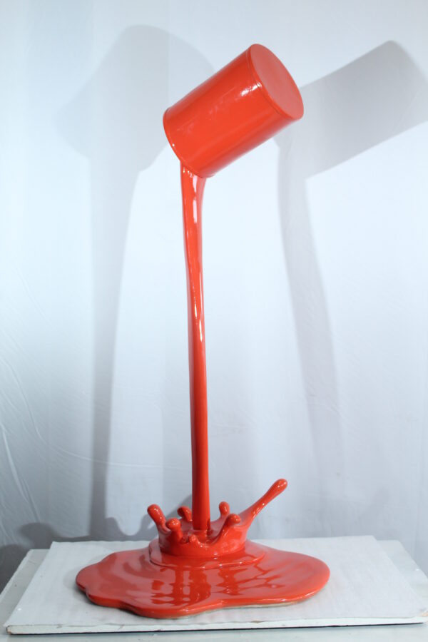 Orange Pouring Paint Can Resin Sculpture Modern Art Decor 25" x 21" x 48"H - Image 2