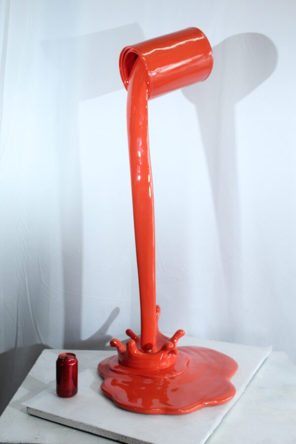 Orange Pouring Paint Can Resin Sculpture Modern Art Decor 25" x 21" x 48"H - Image 3