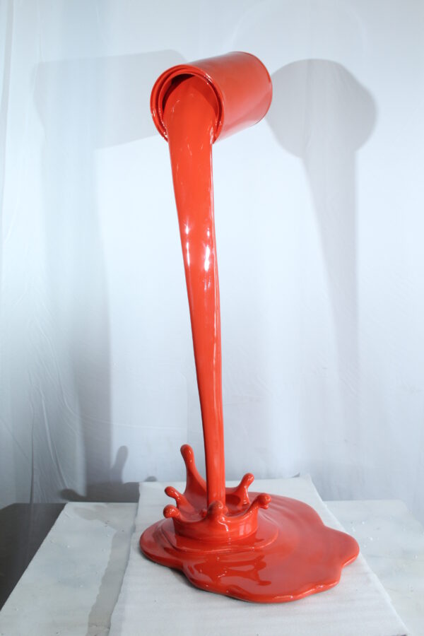 Orange Pouring Paint Can Resin Sculpture Modern Art Decor 25" x 21" x 48"H - Image 4