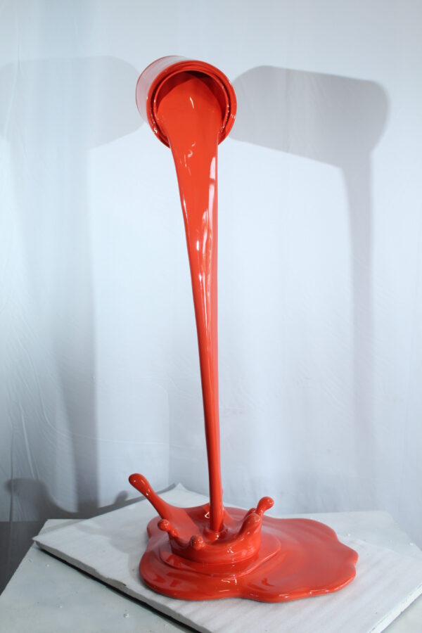 Orange Pouring Paint Can Resin Sculpture Modern Art Decor 25" x 21" x 48"H - Image 5
