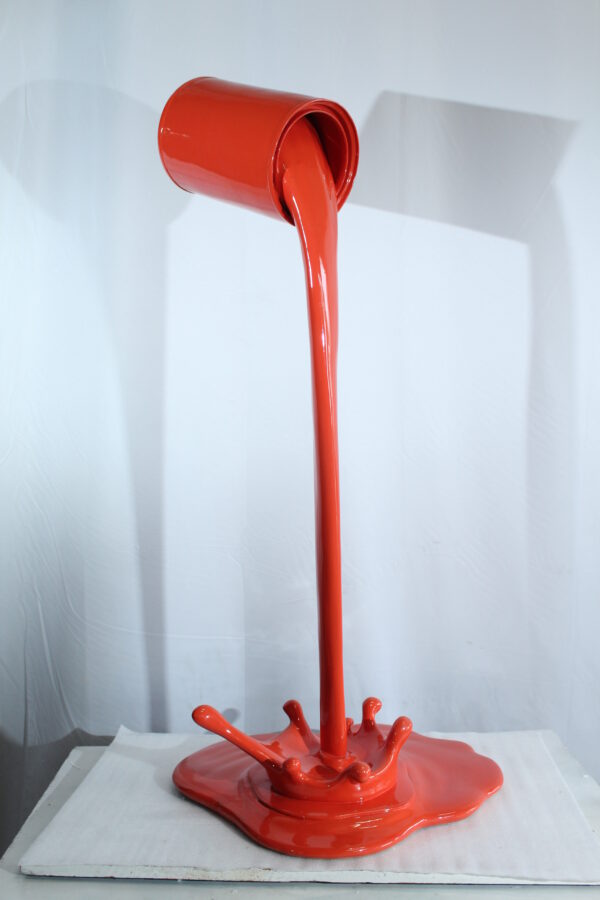 Orange Pouring Paint Can Resin Sculpture Modern Art Decor 25" x 21" x 48"H - Image 6