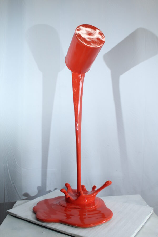 Orange Pouring Paint Can Resin Sculpture Modern Art Decor 25" x 21" x 48"H - Image 9