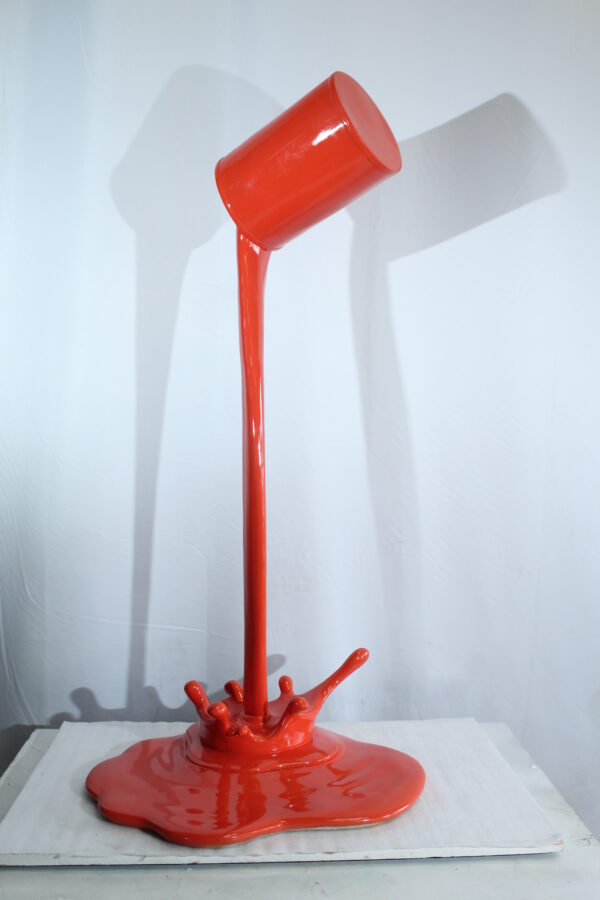 Orange Pouring Paint Can Resin Sculpture Modern Art Decor 25" x 21" x 48"H - Image 10