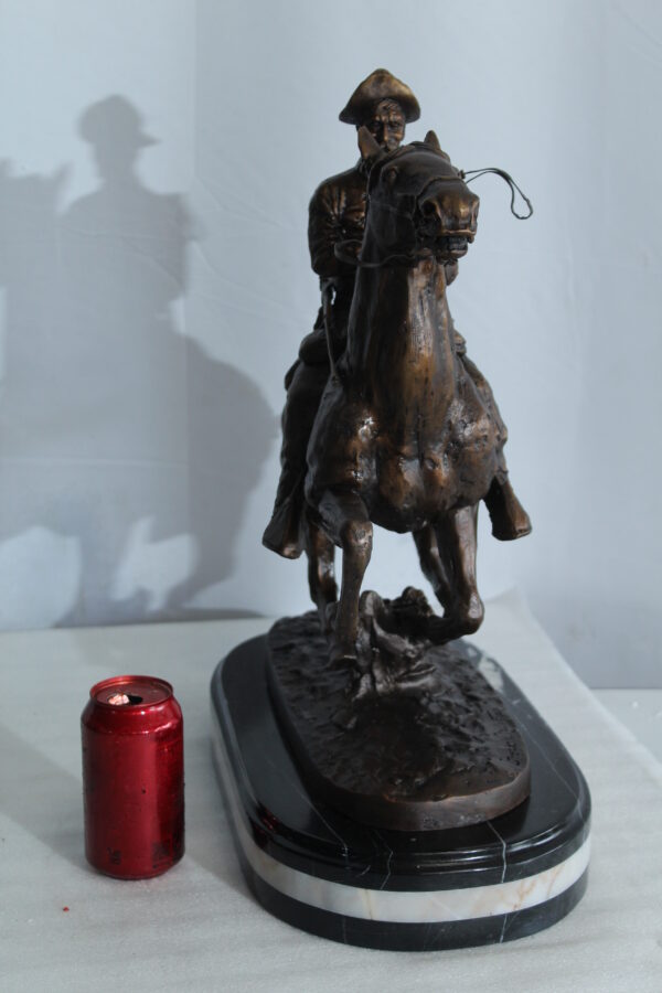 Remington Replica Trooper of the Plains Bronze Statue on Marble 21" x 8" x 22"H - Image 2