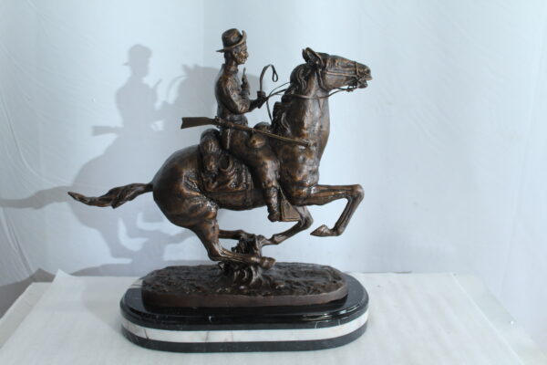 Remington Replica Trooper of the Plains Bronze Statue on Marble 21" x 8" x 22"H - Image 4