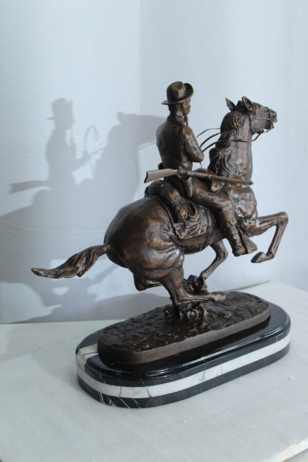Remington Replica Trooper of the Plains Bronze Statue on Marble 21" x 8" x 22"H - Image 13