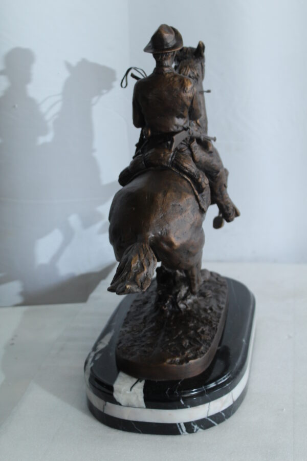 Remington Replica Trooper of the Plains Bronze Statue on Marble 21" x 8" x 22"H - Image 5